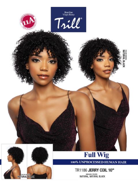Mane Concept Trill 11A 100% Unprocessed Human Hair Full Wig-JERRY COIL 10"(TR1186)