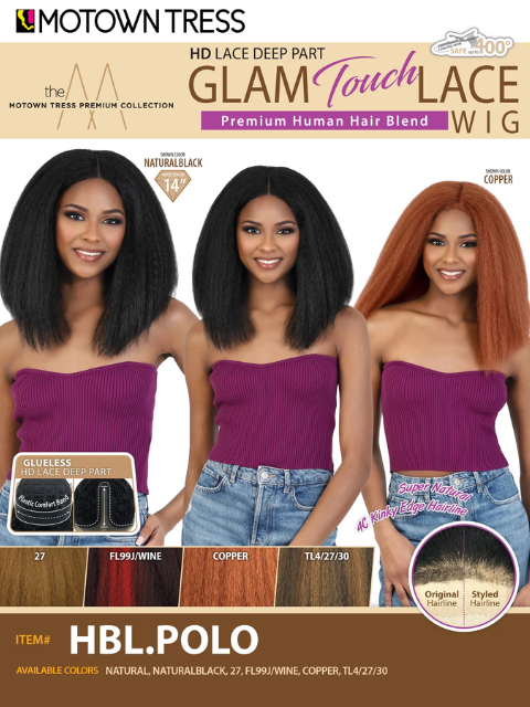 Motown Tress Glam Touch Glueless HD Lace Deep Part Lace Wig - HBL.POLO