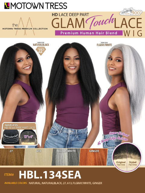 Motown Tress Glam Touch Glueless HD Lace Deep Part Lace Wig - HBL.134SEA