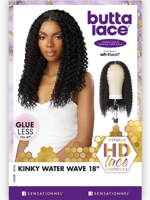 Sensationnel Butta Lace Human Hair Blend HD Lace Wig - KINKY WATER WAVE 18"