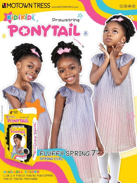 Motown Tress Kidikidi Drawstring Ponytail FLUFFY SPRING 7" Spring Curl