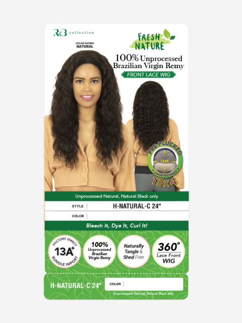 R&B Collection 100% Unprocessed Brazilian Virgin Remy Human Hair Lace Wig - H-NATURAL-C 24"