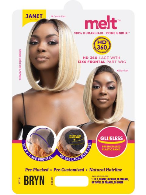 Janet Collection 100% Human Hair Prime Unimix HD 360 with 13X6 Frontal Part Glueless BRYN Lace Wig