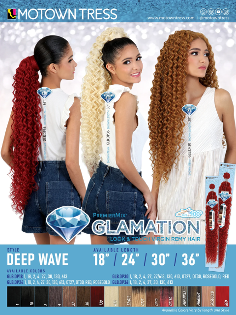Motown Tress PremierMix Remy Hair Touch Glamation Weave - DEEP WAVE