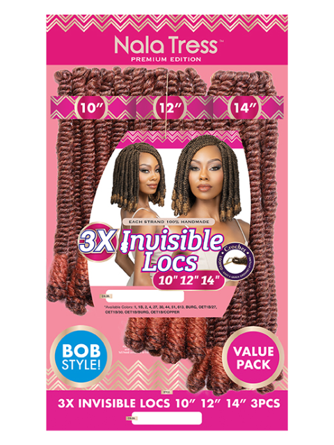 [MULTI PACKS DEAL]  Janet Collection Nala Tress 3X INVISIBLE LOCS Braid 10"-12"-14"- 5 PCS