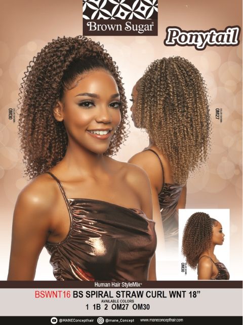 Mane Concept Brown Sugar Wrap&Tie DrawString BS SPIRAL STRAW CURL WNT 18- BSWNT16