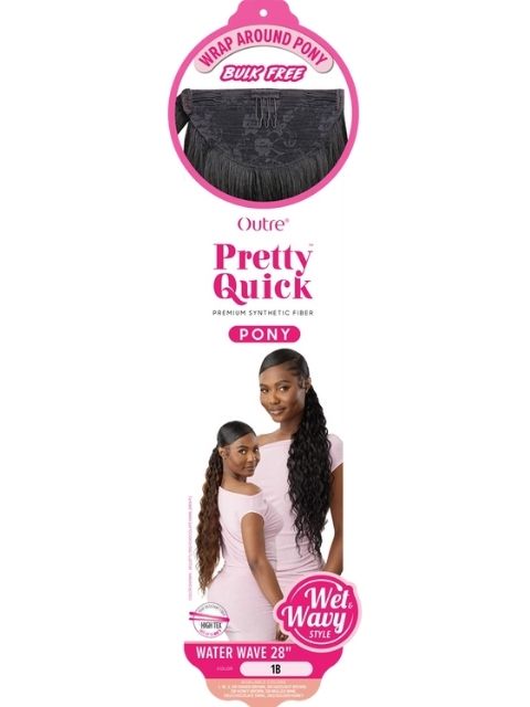 Outre Pretty Quick Wrap Pony Ponytail - WATER WAVE 28"