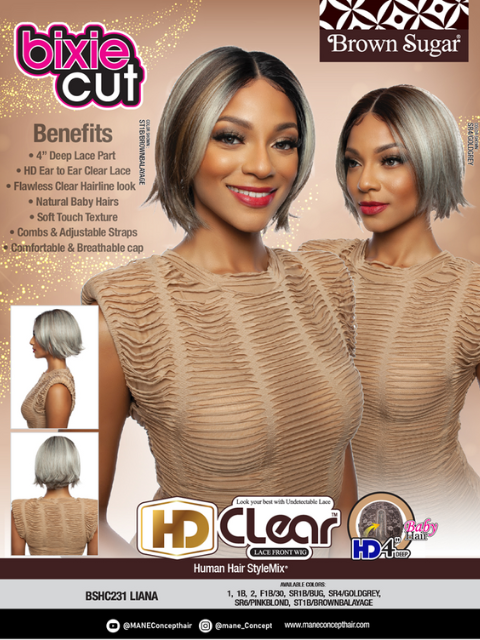 Mane Concept Brown Sugar Bixie Cut HD Clear Lace Front Wig LIANA BSHC231