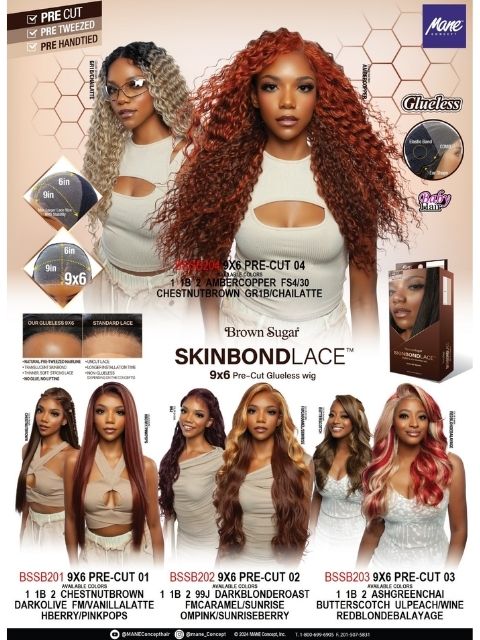 Mane Concept Brown Sugar Skin Bond Lace Pre-Cut Glueless Wig- 9x6 PRE-CUT 01- BSSB201"