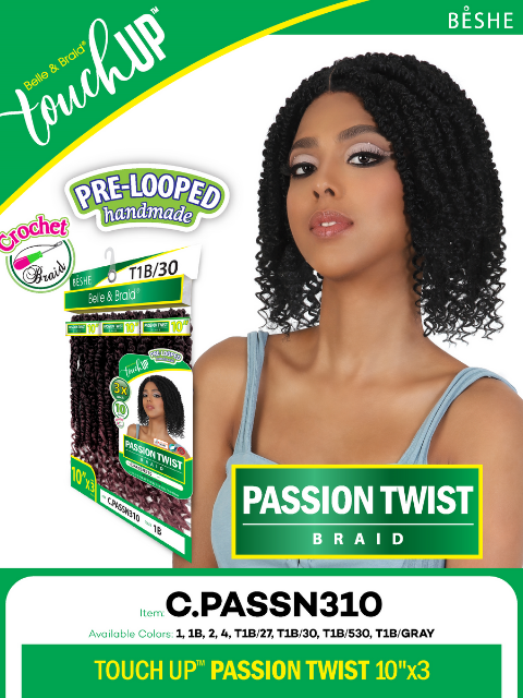 Beshe Belle & Braid Touch Up 3X PASSION TWIST Crochet Braid 10 (C.PASS ...