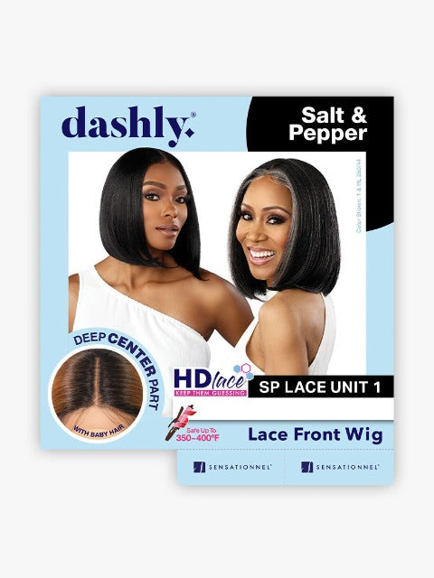 Sensationnel Dashly Deep Center Part Salt Pepper Lace Front Wig