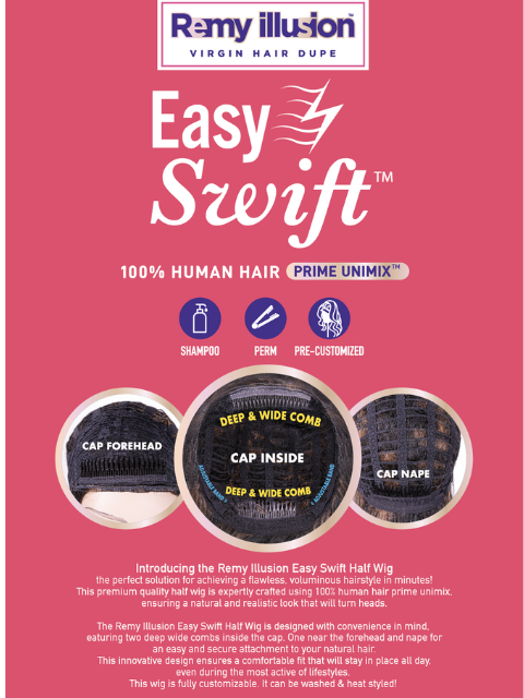 Janet Collection Remy Illusion 100% Human Hair Mix Easy N Swift Half Wig - VIGO