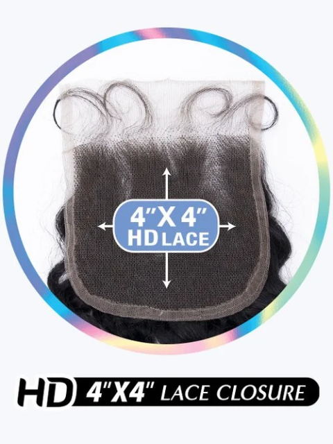 Shake N Go Glossy 100% Virgin Remy Hair HD 4x4 DEEP WAVE LACE 12" Closure