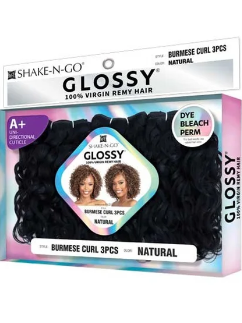 Shake N Go Glossy 100% Virgin Remy Hair BURMESE CURL 3PCS