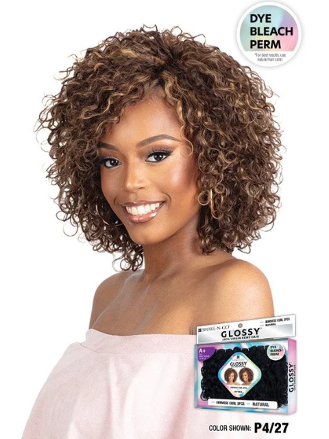 Shake N Go Glossy 100% Virgin Remy Hair BURMESE CURL 3PCS