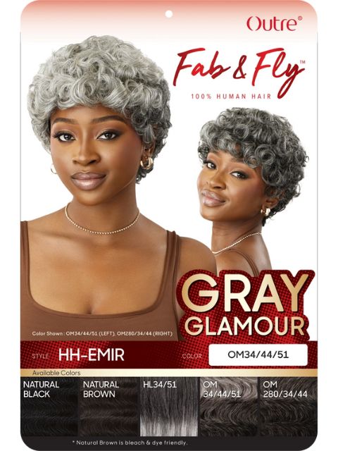 Outre  Fab & Fly Gray Glamour 100% Human Hair Full Wig - HH-EMIR