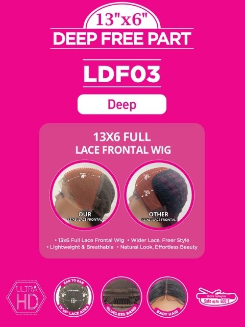 Harlem 125 Ultra HD Lace 13x6 Deep Free Part Glueless Lace Frontal Wig 22"- DEEP (LDF03)