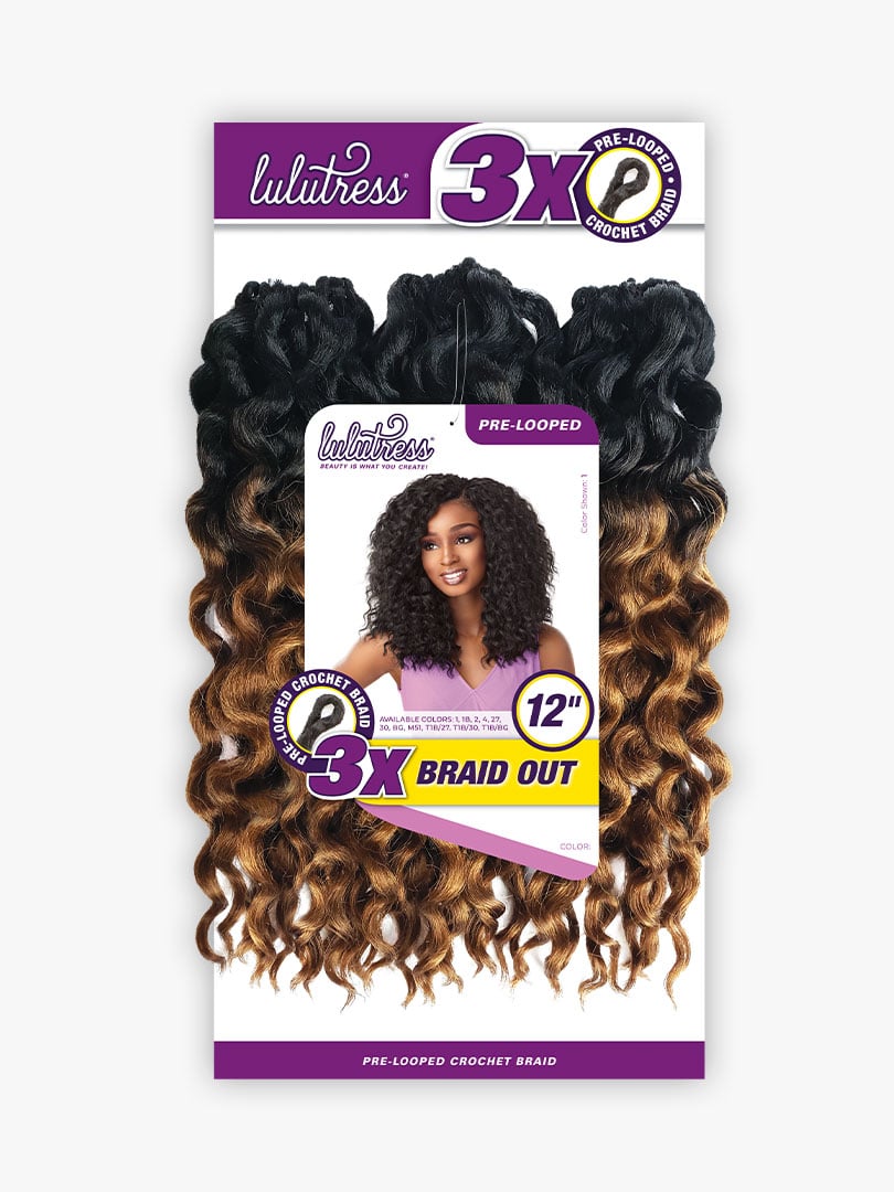 [MULTI PACK DEAL] Sensationnel Lulutress 3X BRAID OUT Crochet Braid 12 ...