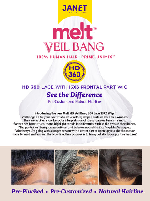 Janet Collection MELT VEIL BANG PRIME UNIMIX HD 360 with 13X6 Frontal Part Glueless SEFU Lace Wig