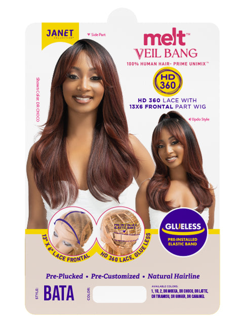 Janet Collection MELT VEIL BANG PRIME UNIMIX HD 360 with 13X6 Frontal Part Glueless BATA Lace Wig