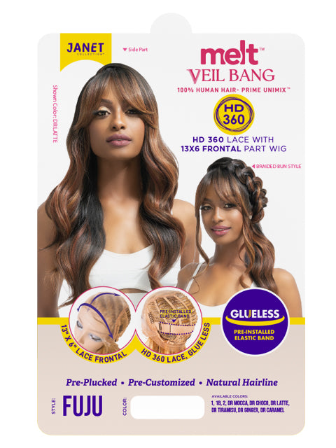 Janet Collection MELT VEIL BANG PRIME UNIMIX HD 360 with 13X6 Frontal Part Glueless FUJU Lace Wig