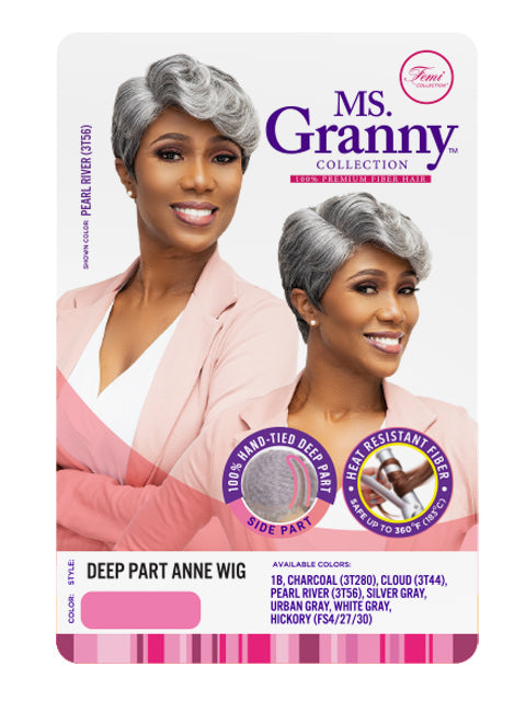 Femi Collection MS. Granny Collection 100% Premium fiber Deep Part Wig - ANNE