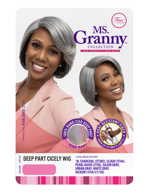 Femi Collection MS. Granny Collection 100% Premium fiber Deep Part Wig - CICELY