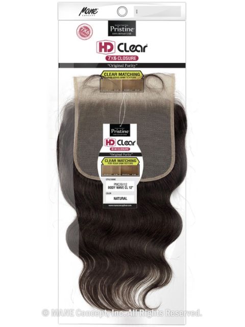 Mane Body Mane Concept Pristine 100% Human Hair HD Clear 7x6 Closure BODY WAVE 1 ...