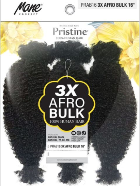 Mane Concept Pristine 100% Human Hair 3x AFRO KINK BULK 16" (PRAB16)