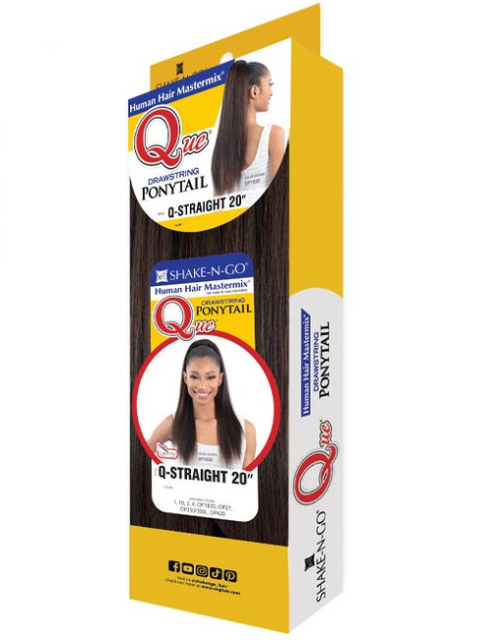 Shake N Go Que Drawstring Ponytail- Q-STRAIGHT 20"