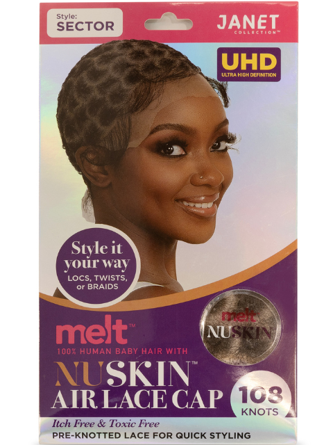 Janet Collection Melt 100% Human Baby Hair with Nuskin Air Lace Crochet Wig Cap