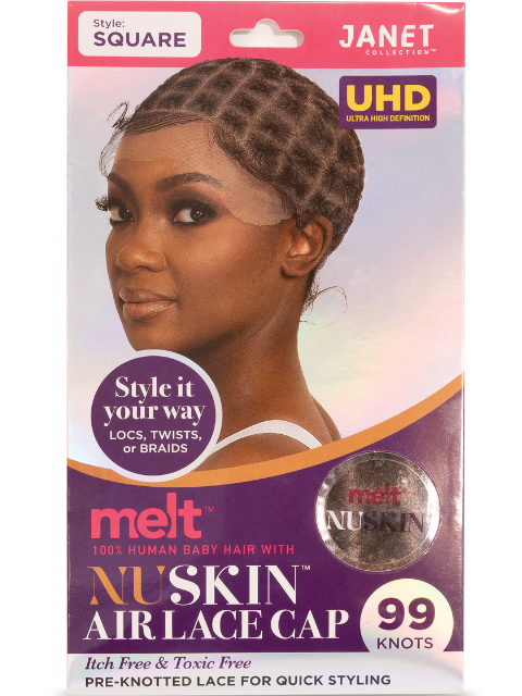 Janet Collection Melt 100% Human Baby Hair with Nuskin Air Lace Crochet Wig Cap