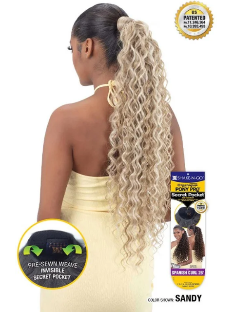 Shake N Go Organique Secret Pocket PonyPro- SPANISH CURL 26" Ponytail