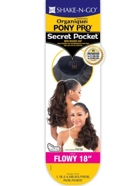 Shake N Go Organique Secret Pocket PonyPro- FLOWY 18" Ponytail
