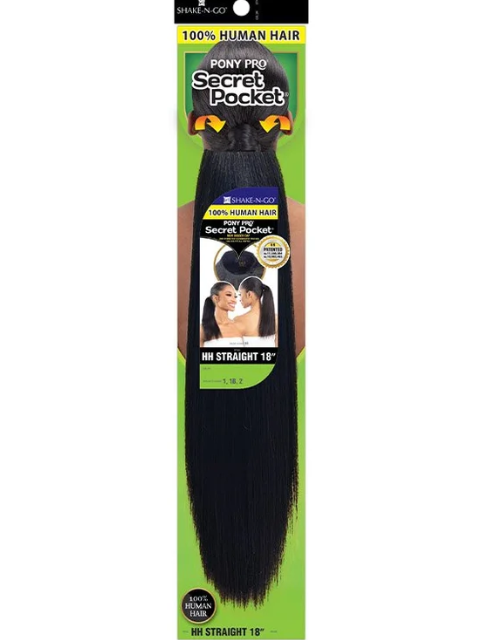 Shake N Go Organique Secret Pocket PonyPro- HH STRAIGHT 18" Ponytail