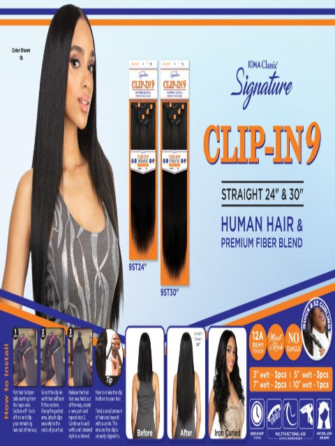 Harlem 125 Human Blend  KIMA Signature Clip-in Hair 9pc Straight (9ST24 & 9ST30)