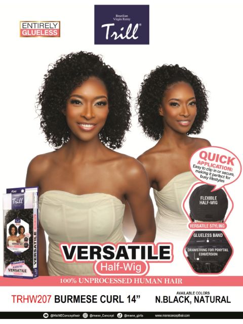 Mane Concept 100% Unprocessed Human Hair Trill Glueless Versatile Half ...
