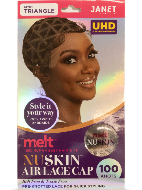 Janet Collection Melt 100% Human Baby Hair with Nuskin Air Lace Crochet Wig Cap