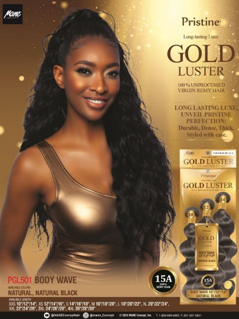 Mane Concept Pristine 100% Human Hair 15A Remy  502XL STRAIGHT- PGL502XXS