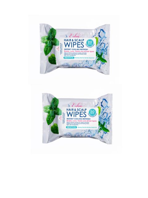 *BOGO DEAL  Esha Hair & Scalp Wipes for Instant cooling refresh for Braids, Locs, Twists & All Hair Types