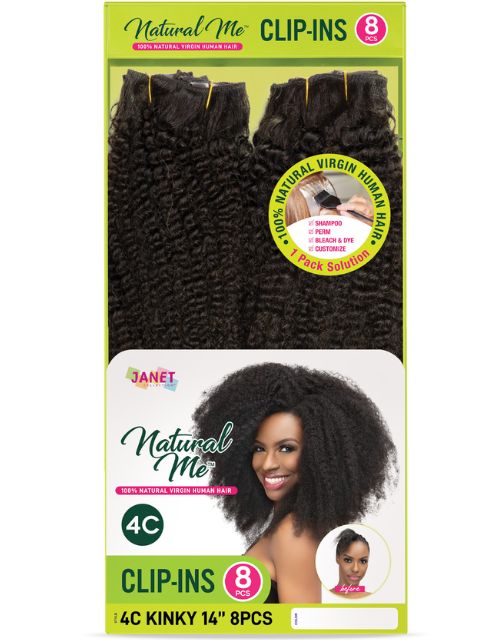 Janet Collection Natural Me 100% Human Hair Afro 4C Kinky Clip 14" & 18" (8pcs) NMKC