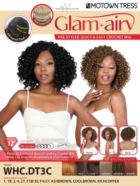 Motown Tress Glam Airy Pre-styled Quick and Easy Crochet Part Lace Wig-WHC.DT3C