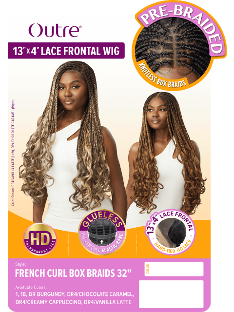 Outre Pre-Braided 13x4 Glueless HD Lace Frontal Wig- FRENCH CURL BOX Braid 32"