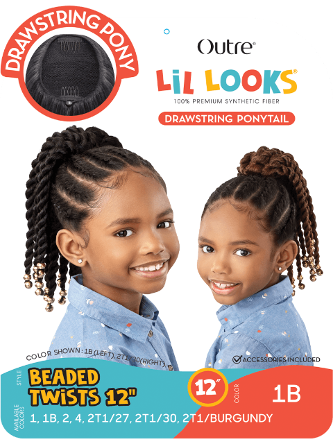 Outre Lil Looks Premium Synthetic Drawstring Ponytail - BEADED TWISTS 12