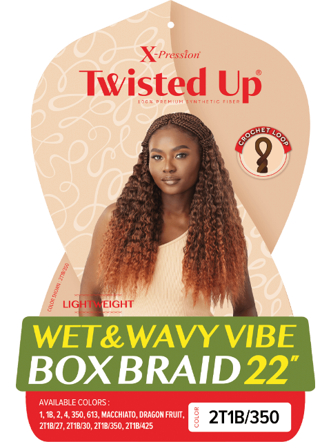 Outre X-Pression Twisted Up Crochet Braid WET & WAVY VIBE BOX BRAID 22"