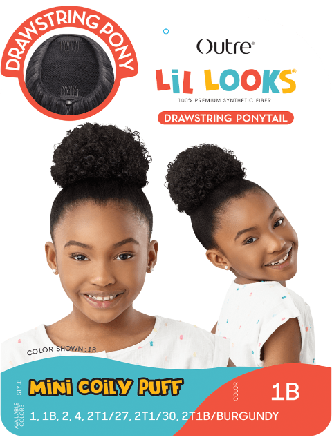 Outre Lil Looks Premium Synthetic Drawstring Ponytail -MINI COILY PUFF