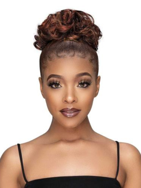 Janet Collection Human Hair Blend Bun Remy Illusion Scrunch - TENDRIL