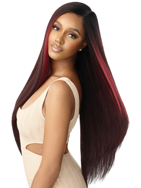 Outre synthetic lace front parting wig natural sales yaki 18 inch