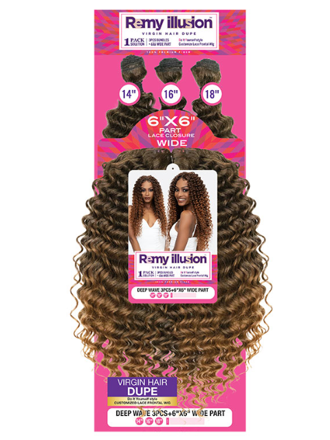 Janet Collection Remy Illusion DEEP WAVE 3pcs Bundle + 6x6 Closure  *FINAL SALE