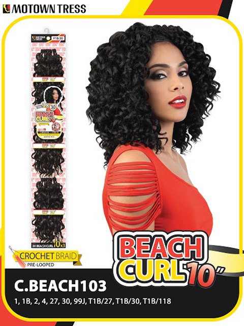 Motown Tress 3X BEACH CURL Crochet Braid 10 C.BEACH103